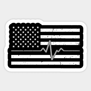 Thin Silver Line Flag - Corrections Officer Gift Sticker